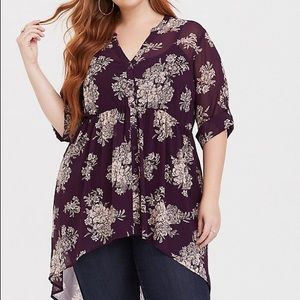 NWOT Torrid Purple Floral Chiffon Hi-Lo Tunic